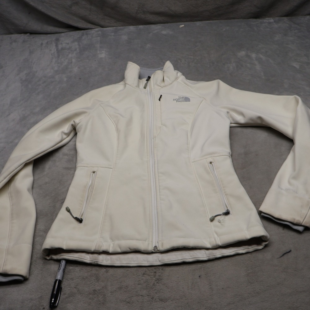 North Face Jacket Womens XS White WindWall Softshell Fleece Lined Rain Wind Hike